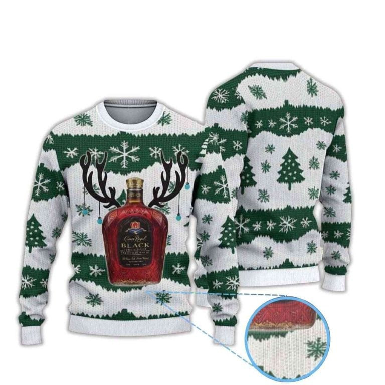 Christmas Tree Crown Royal Black Ugly Christmas Sweater