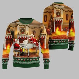 2026 Christmas Bold Piano Claus Ugly Christmas Sweater
