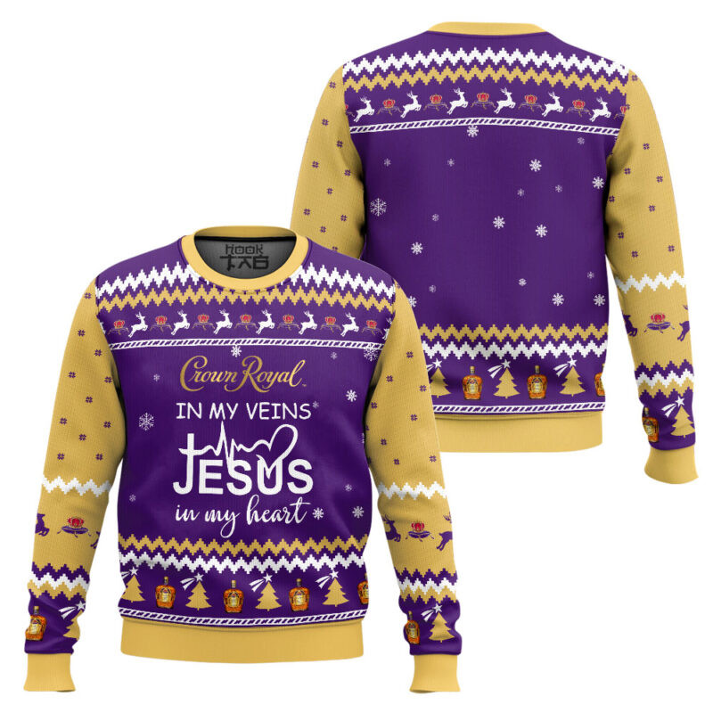 Crown Royal In My Vein Ugly Christmas Sweater