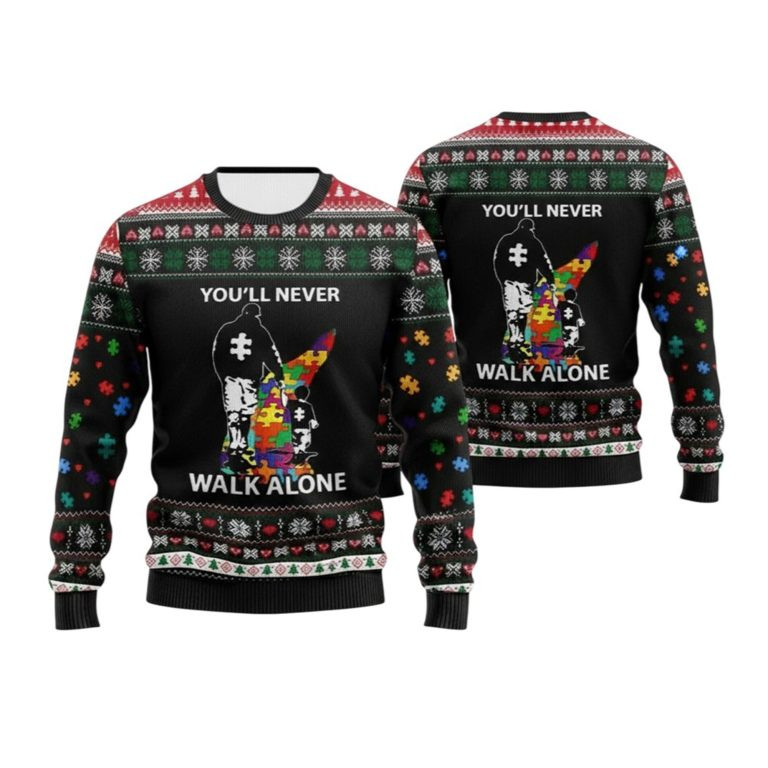 2026 Christmas Autism You’ll Never Walk Alone Ugly Sweater
