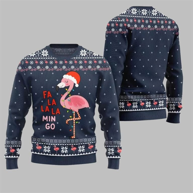 2026 Christmas Fala Mingo Flamingo Sweater Navy