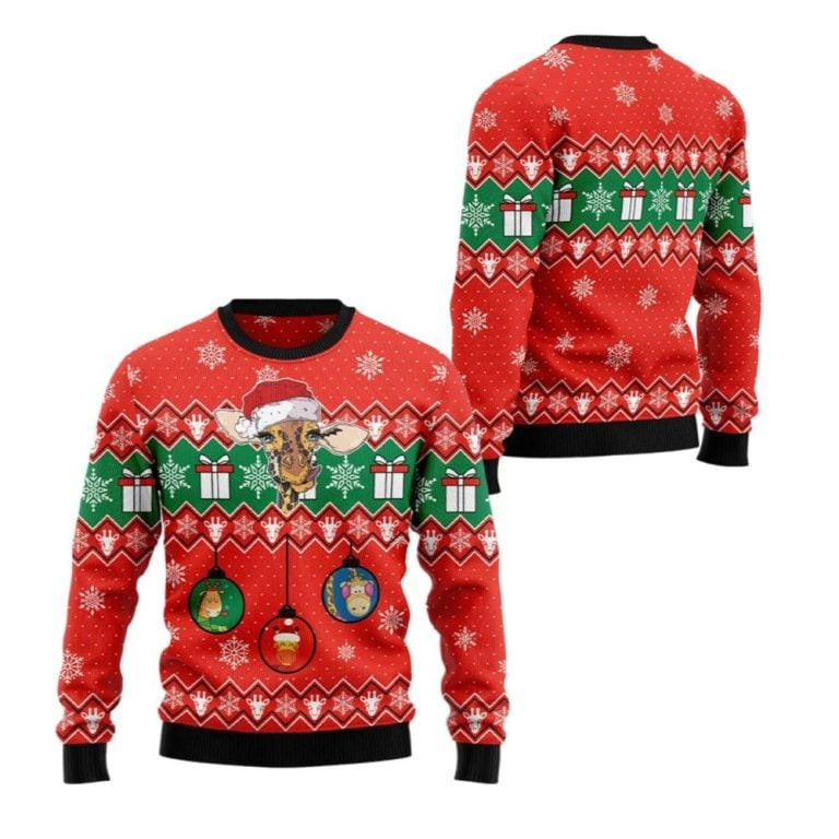 2026 Christmas Dachshund Ugly Lovely Giraffe Sweater