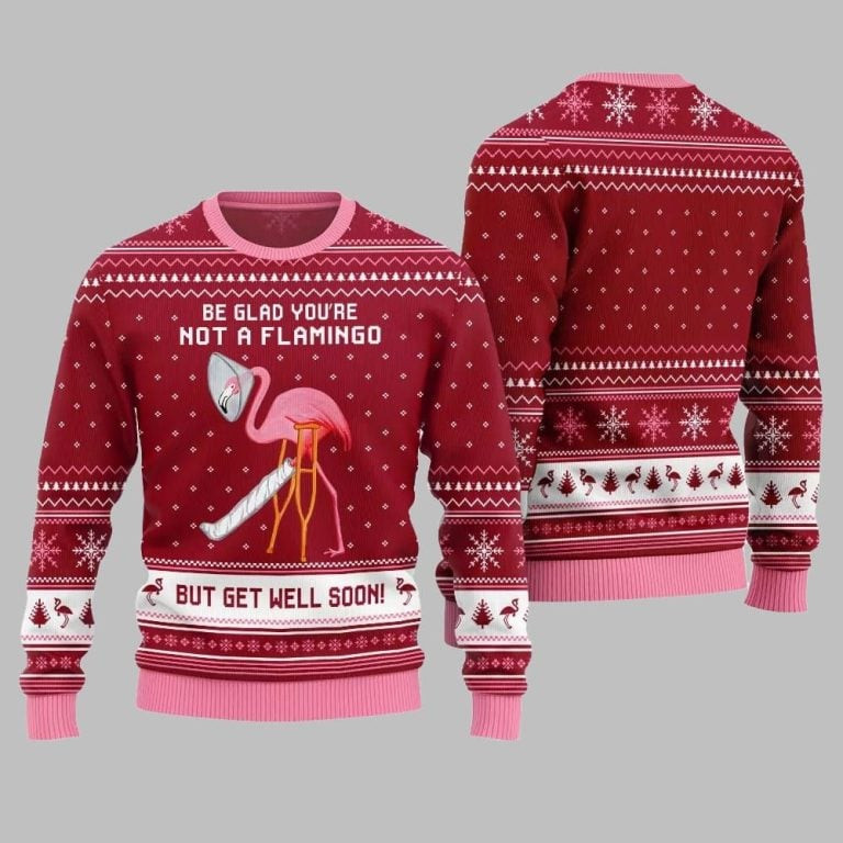 2026 Christmas Crazy Flamingo Oops Broken Leg Ugly Christmas Sweater
