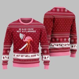 2026 Christmas Crazy Flamingo Oops Broken Leg Ugly Christmas Sweater