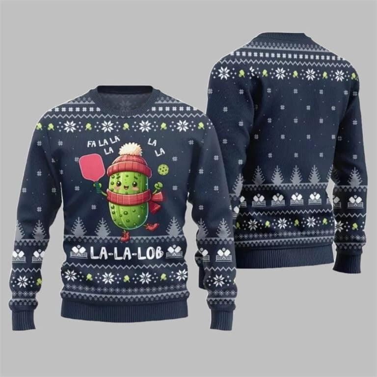 2026 Christmas Fa La Lob Pickleball Ugly Sweater Navy