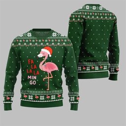 2026 Christmas Fala Mingo Flamingo Sweater Green