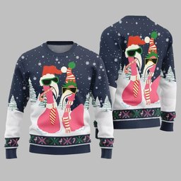 2026 Christmas Cool Flamingo Ugly Christmas Sweater