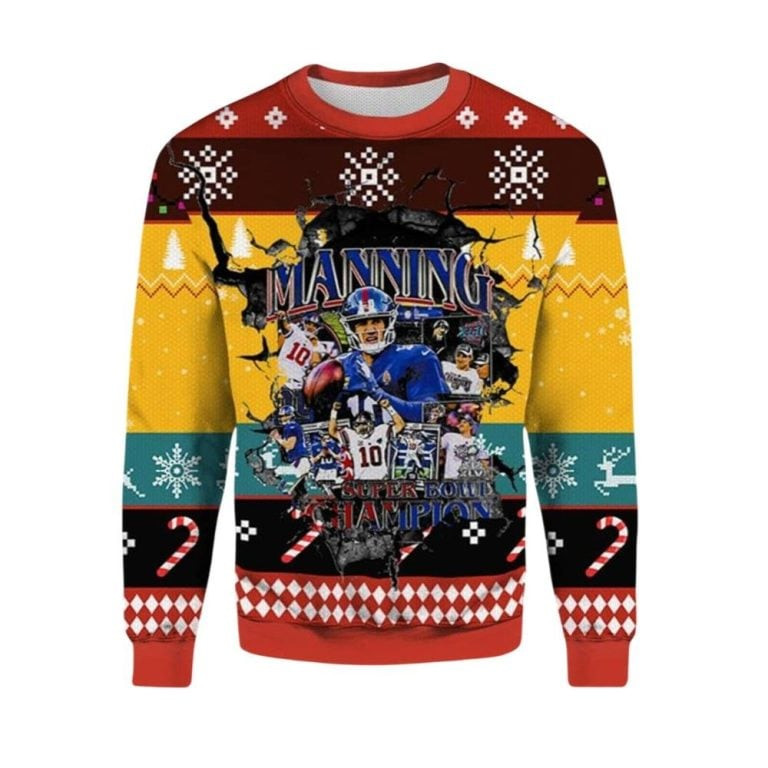 2026 Christmas Eli Manning NY Giants Ugly Christmas Sweater