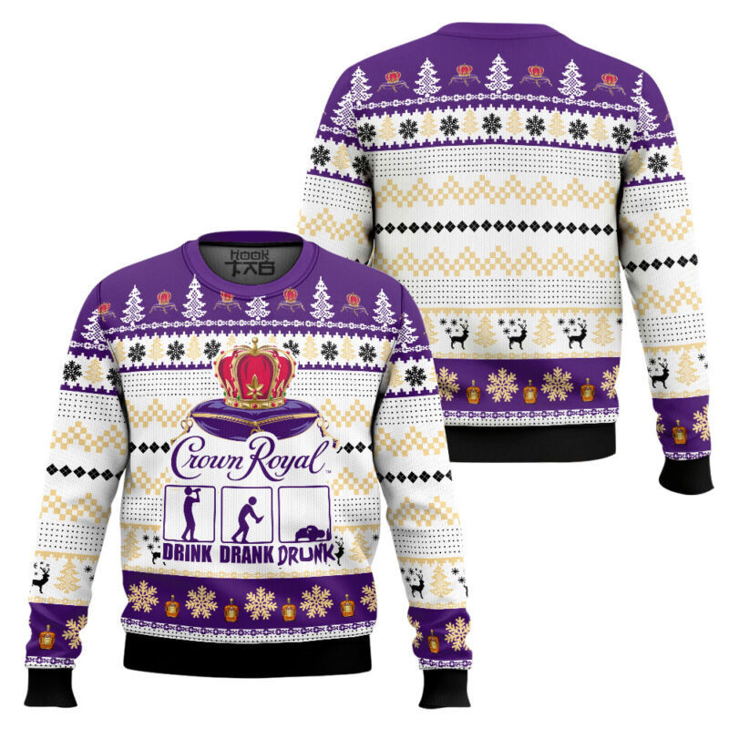 Crown Royal Drink Drank Drunk Ugly Christmas Sweater