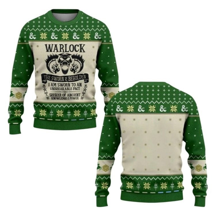 2026 Christmas DND Warlock The Sworn &amp; Beholden Ugly Sweater