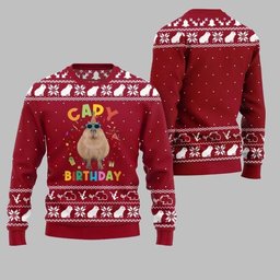 2026 Christmas Capy Birthday Ugly Christmas Sweater