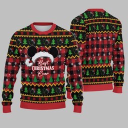 2026 Christmas Best Christmas Ever Cartoon Mouse Christmas Hat Ugly Sweatshirt