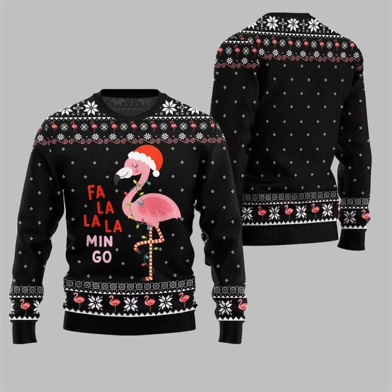 2026 Christmas Fala Mingo Flamingo Sweater Black