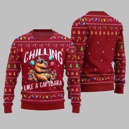 2026 Christmas Chilling Like A Capabara Ugly Christmas Sweater