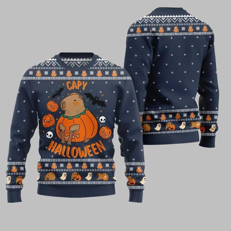 2026 Christmas Capybara Halloween Ugly Christmas Sweater