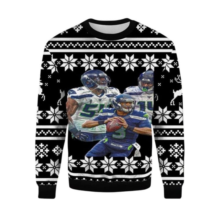 2026 Christmas Bobby Wagner DK Metcalf Russell Wilson Ugly Christmas Sweater