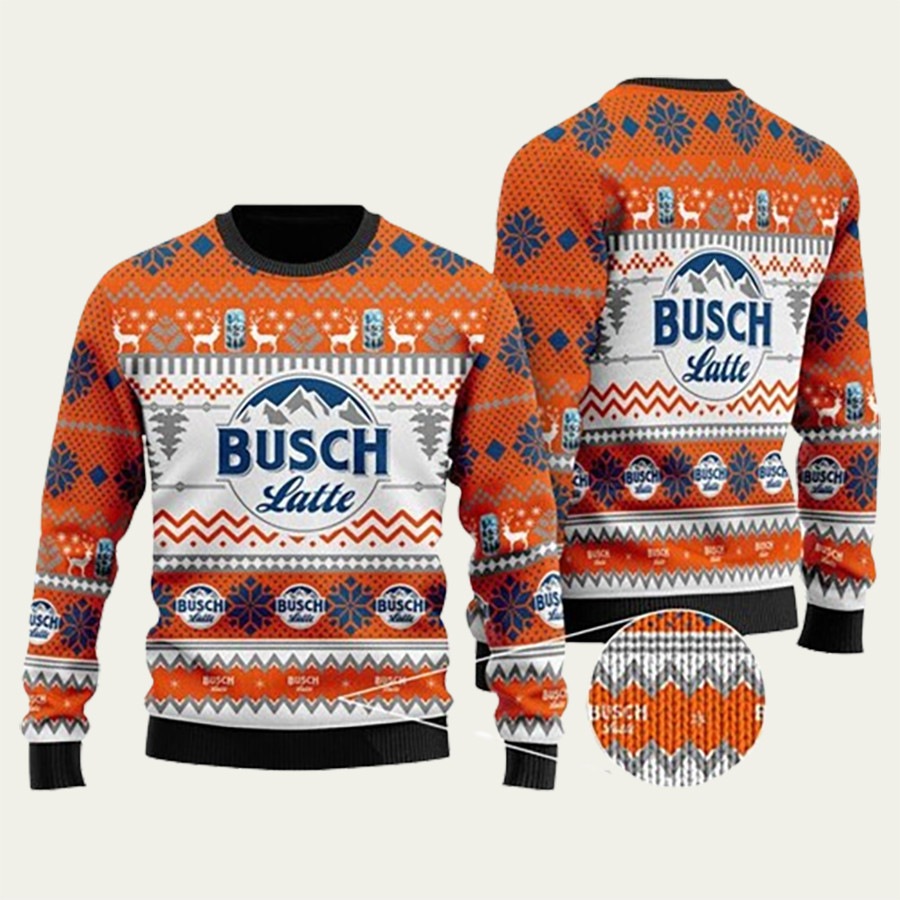 Busch Latte Logo Orange Ugly Christmas Sweater