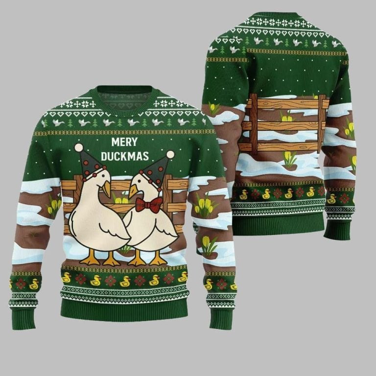 2026 Christmas Adorable Duck Family Farm Ugly Christmas Sweater