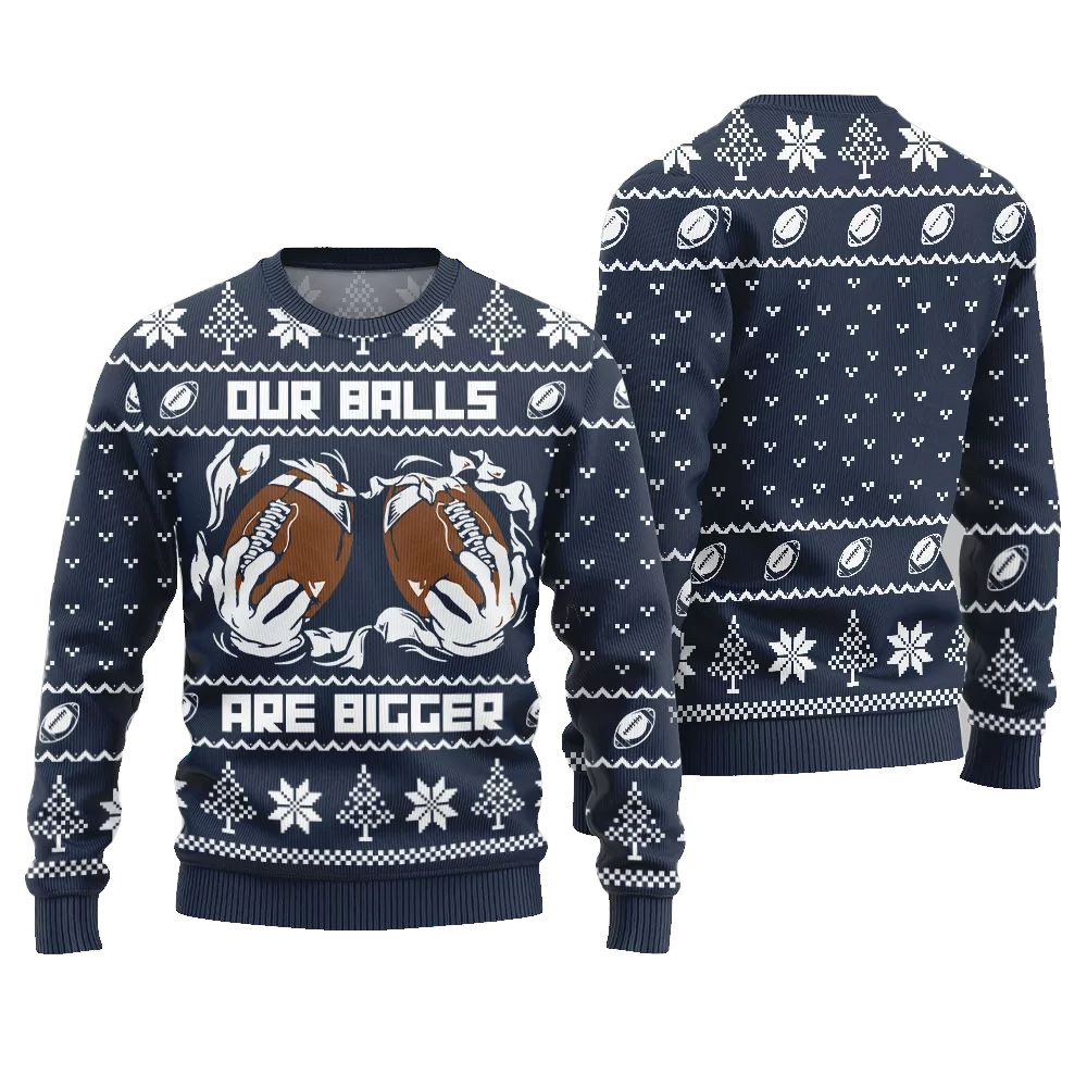 2026 Christmas Our Balls Are Bigger Football Ugly Christmas Sweater-Navy