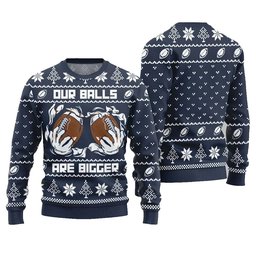2026 Christmas Our Balls Are Bigger Football Ugly Christmas Sweater-Navy
