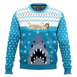Jaws Blue Knitting Pattern Ugly Christmas Sweater Gift For Christmas