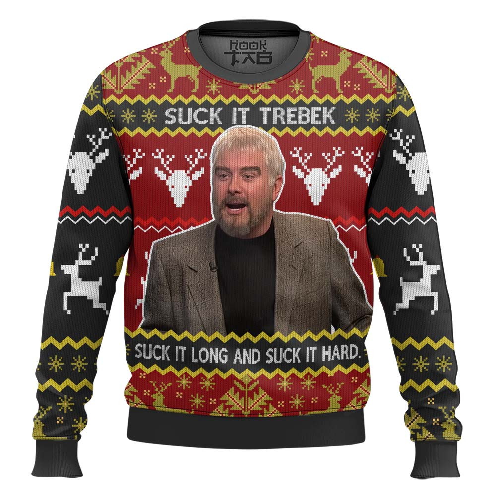 Saturday Night Live Sean Connery Suck It Trebek Ugly Christmas Sweater