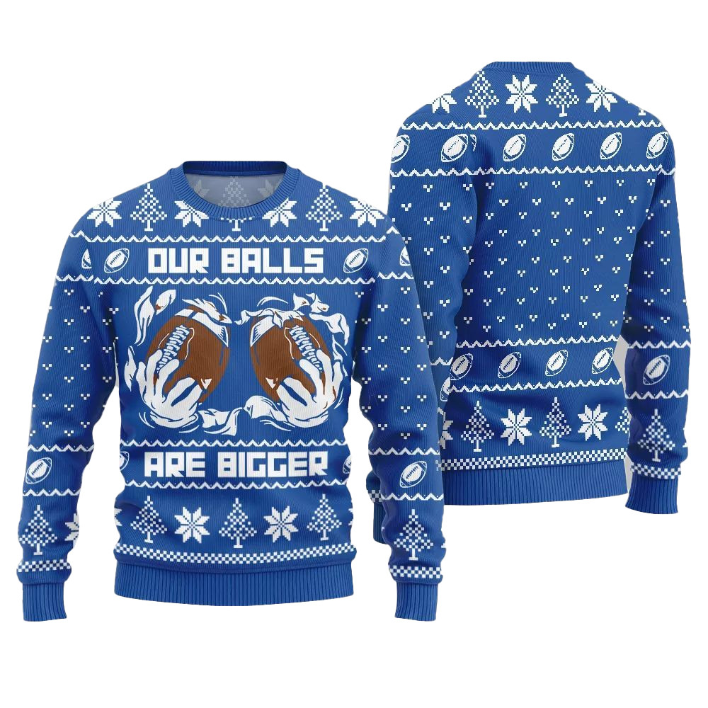 2026 Christmas Our Balls Are Bigger Football Ugly Christmas Sweater-Blue