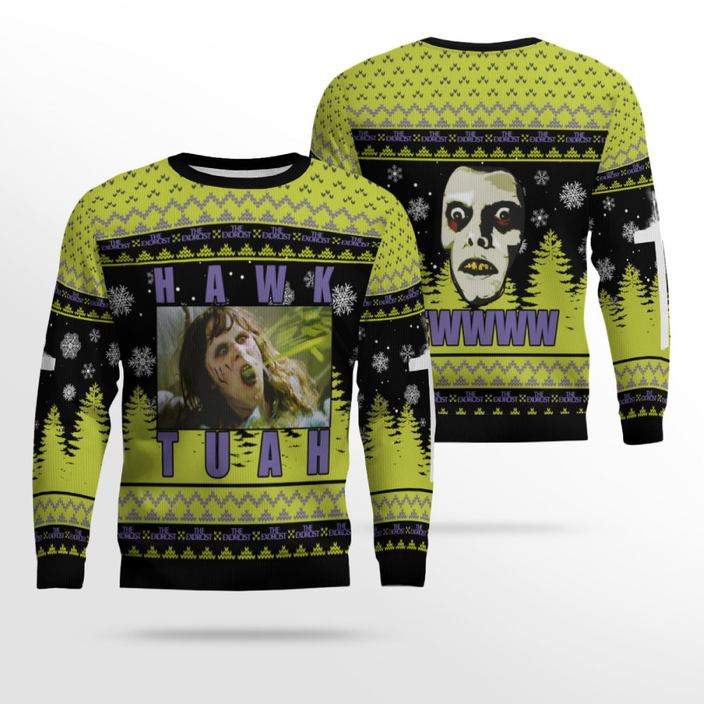 Hawk Tuah The Exorcist Horror Ugly Sweater