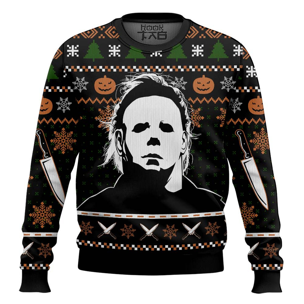 Michael Myers Ugly Christmas Sweater, Halloween Ugly Christmas Sweater