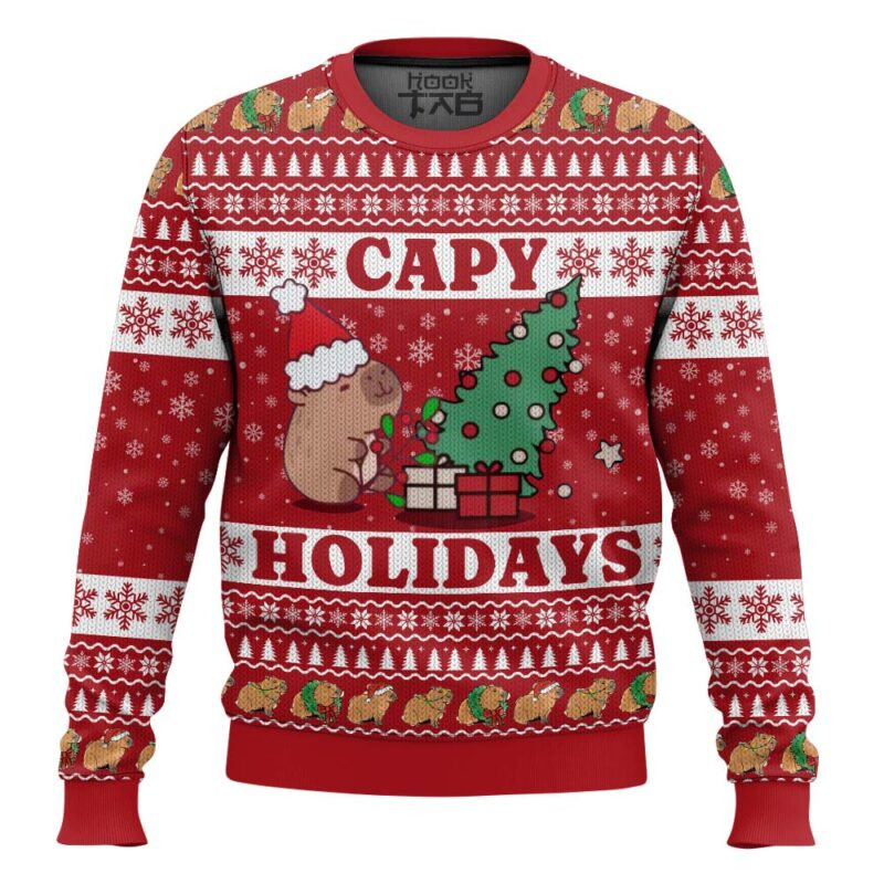 Capy Holidays Christmas Ugly Sweater Red