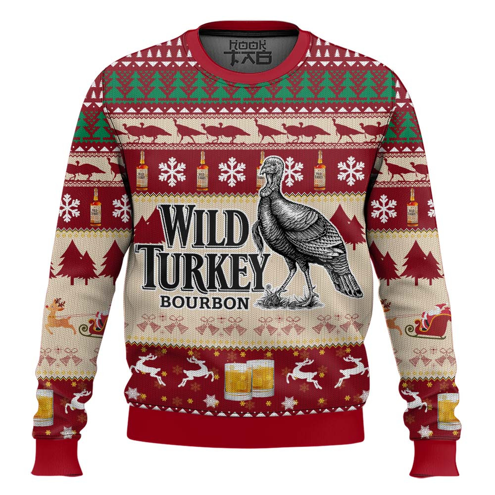 Wild Turkey Bourbon Whiskey Christmas Ugly Sweater