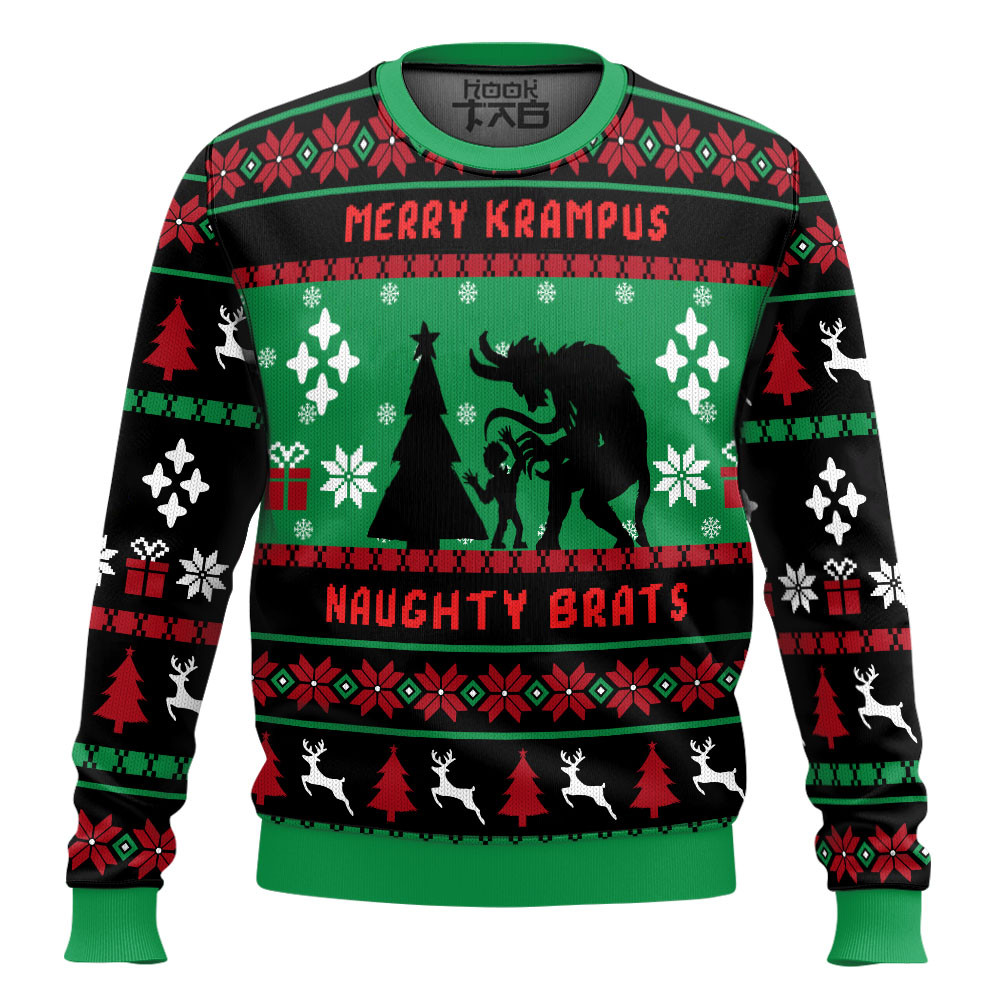 Naughty Brats Krampus Xmas Gift For Family Ugly Christmas Sweater