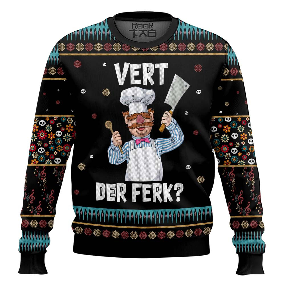 Funny Swedish Chef Vert Der Ferk Ugly Christmas Sweater