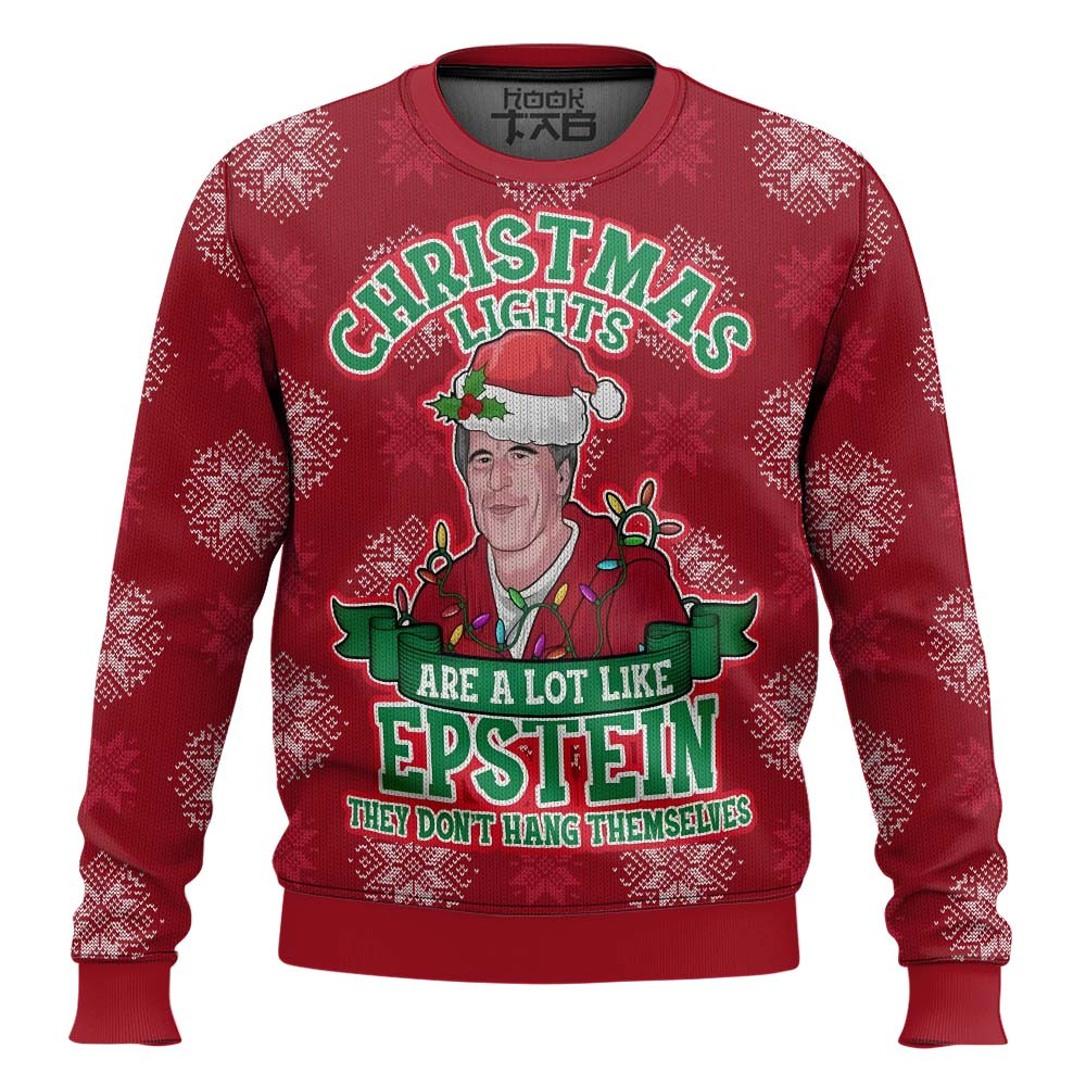 Xmas Lights Are Like Epstein Ugly Christmas Sweater