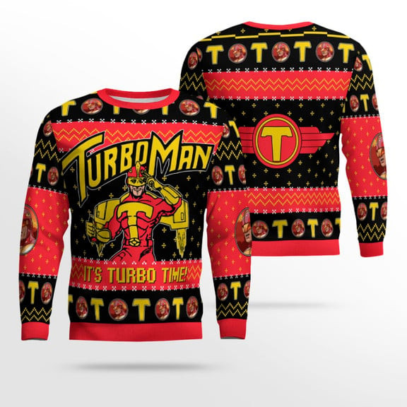 It's Turbo Time! Turbo Man Jingle All the Way Ugly Sweater
