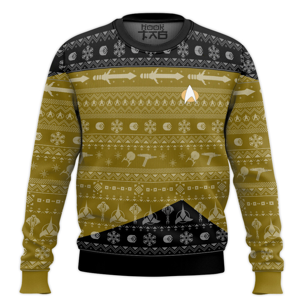 3D S.T The Next Generation 1987 Yellow Ugly Christmas Ugly Sweater