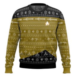 3D S.T The Next Generation 1987 Yellow Ugly Christmas Ugly Sweater