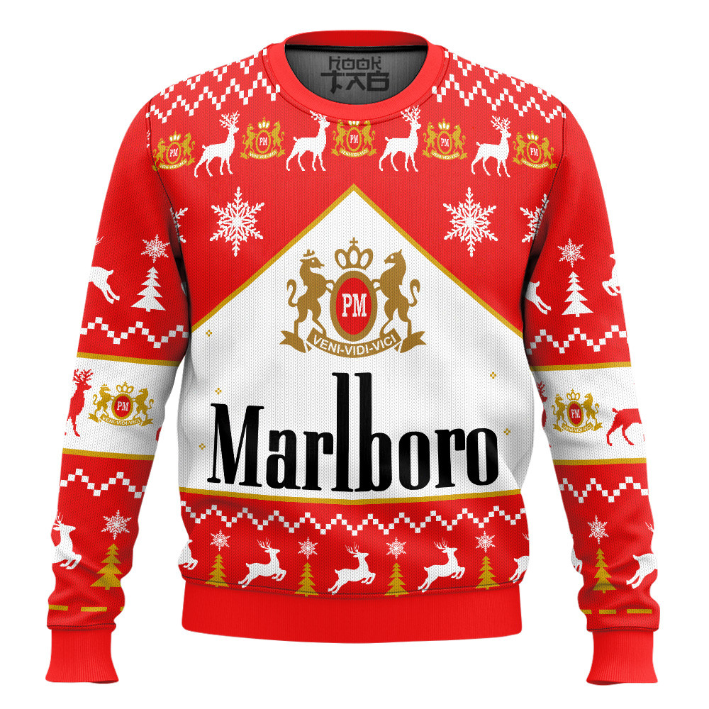 Marlboro Menthol Black Cigarettes Ugly Christmas Sweater