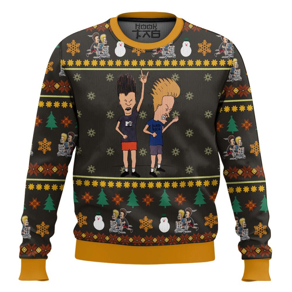Beavis and Butthead Rock On Ugly Christmas Sweater