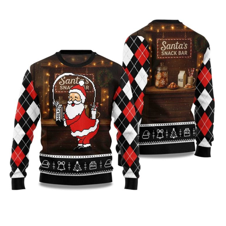 2026 Santa?s Snack Bar Ugly Christmas Sweater