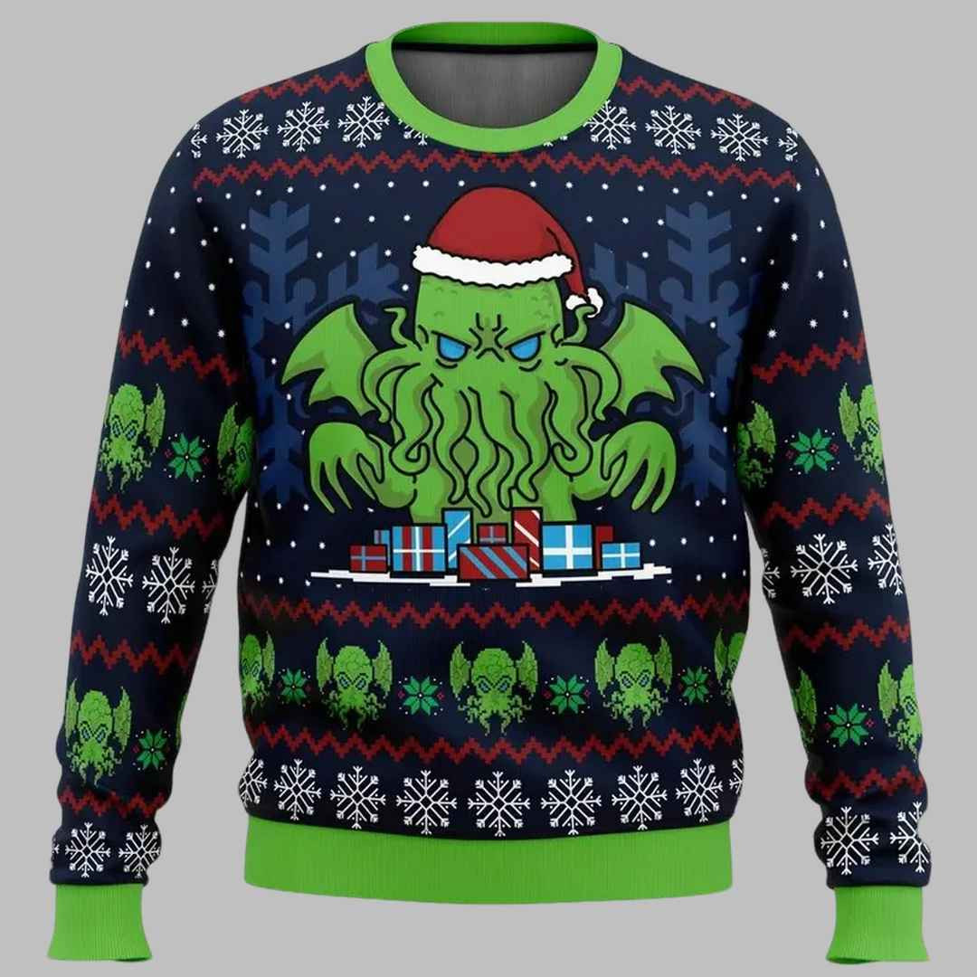 Call Of Cthulhu Santa Hat Ugly Christmas Sweater