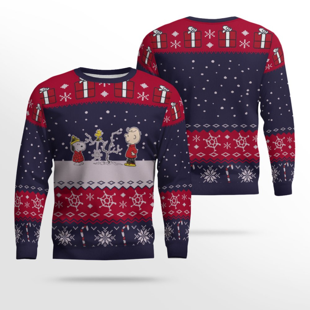Peanuts Snoopy &amp; Charlie Brown Holiday Ugly Christmas Sweater