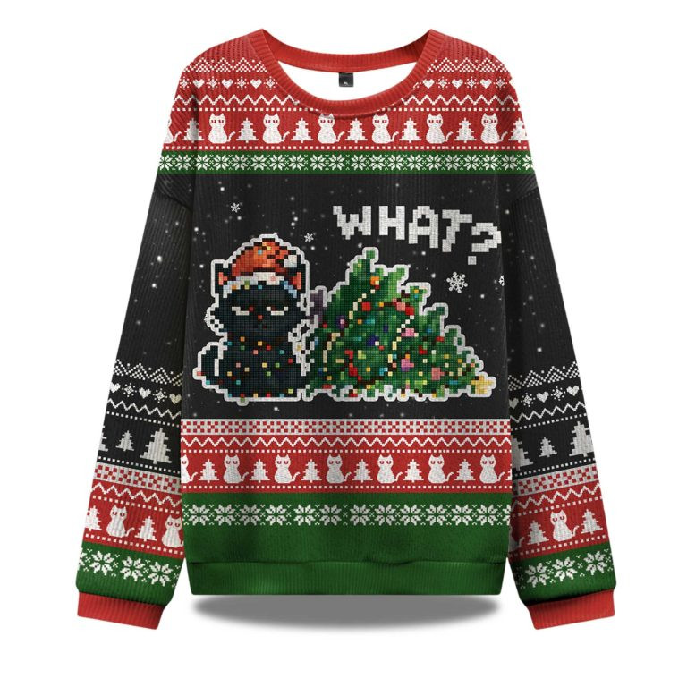 Curious Cat Ugly Christmas Sweater