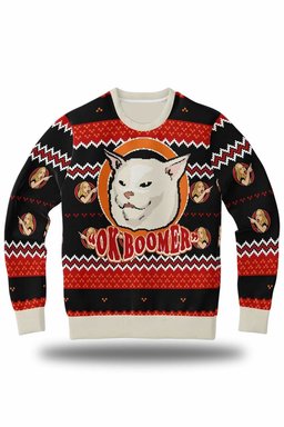 Ok Boomer Funny Meme Ugly Christmas Sweater 2026