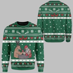 Reindeer And Santa Ugly Christmas Sweater