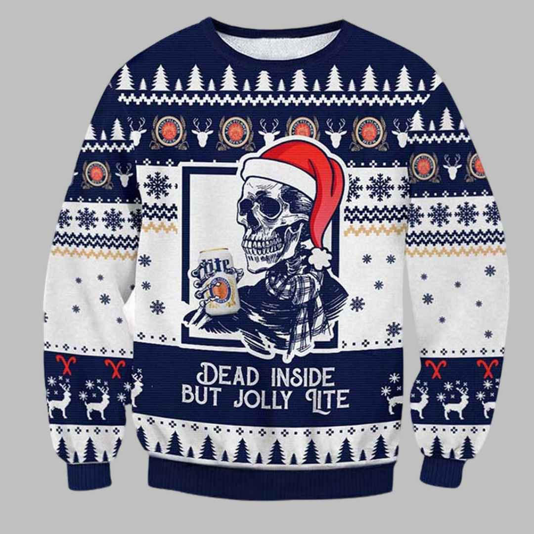 Miller Lite Dead Inside Ugly Christmas Sweater