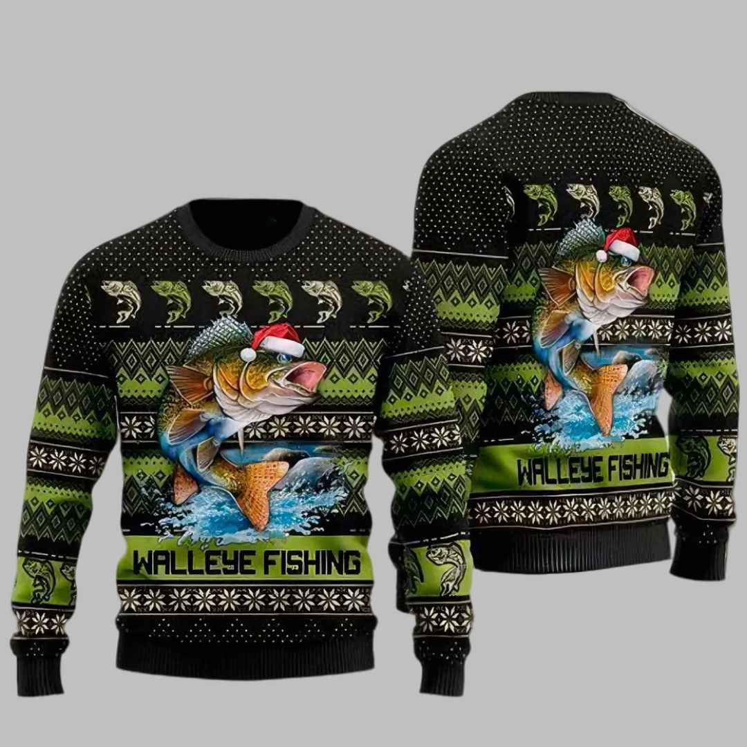 Walleye Fishing Ugly Christmas Sweater