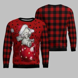 Elephant Cute Red Pattern Ugly Christmas Sweater
