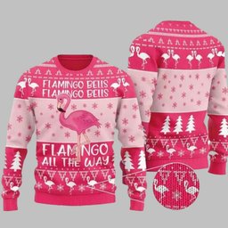 Pink Flamingo All The Way Ugly Christmas Sweater