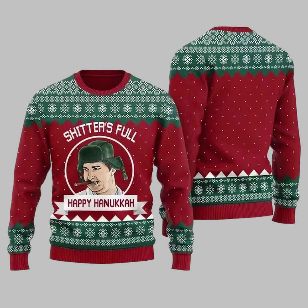 Eddie Griswold Shitter's Full Happy Hanukkah Ugly Christmas Sweater